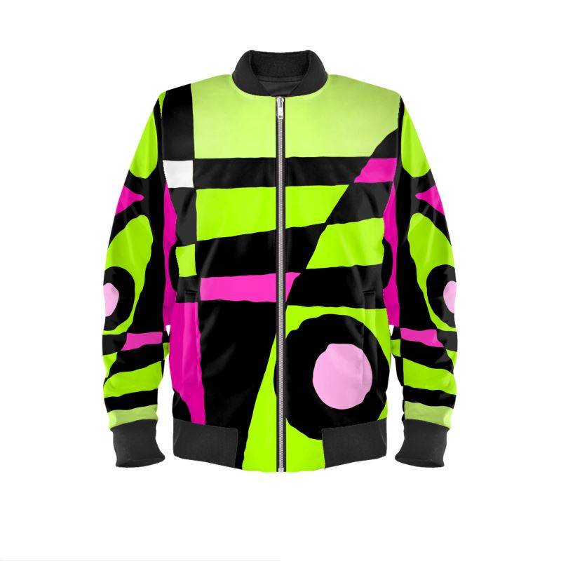 Mazipoodles Abstract Surfing Hot Pink Lime Green Mens Bomber Jacket